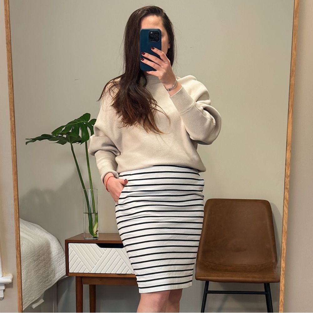 The Limited Classic Navy & White Striped Pencil Skirt Knee Length - Size 4